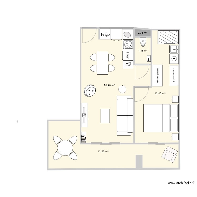 Plan appart Arcachon 2P V6. Plan de 5 pièces et 47 m2