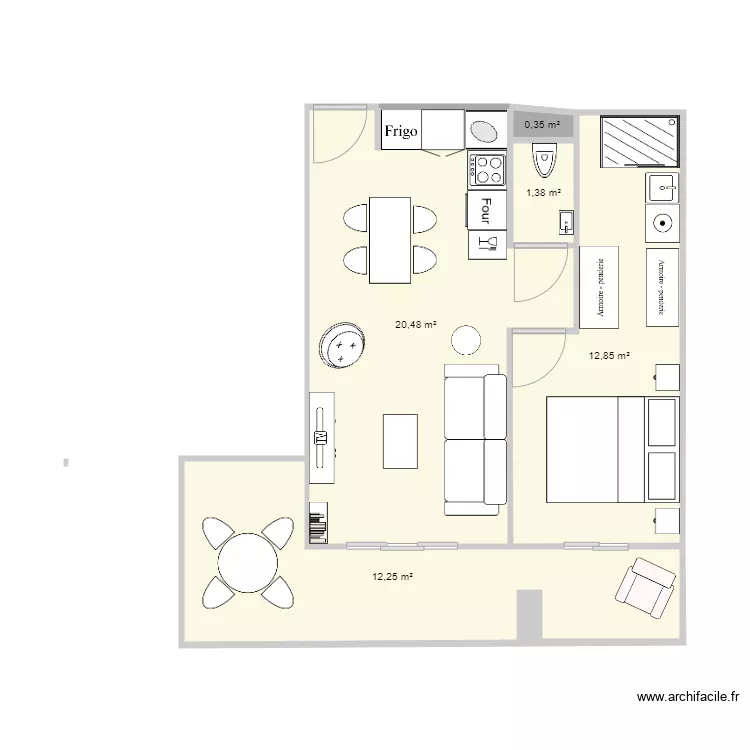 Plan appart Arcachon 2P V6. Plan de 