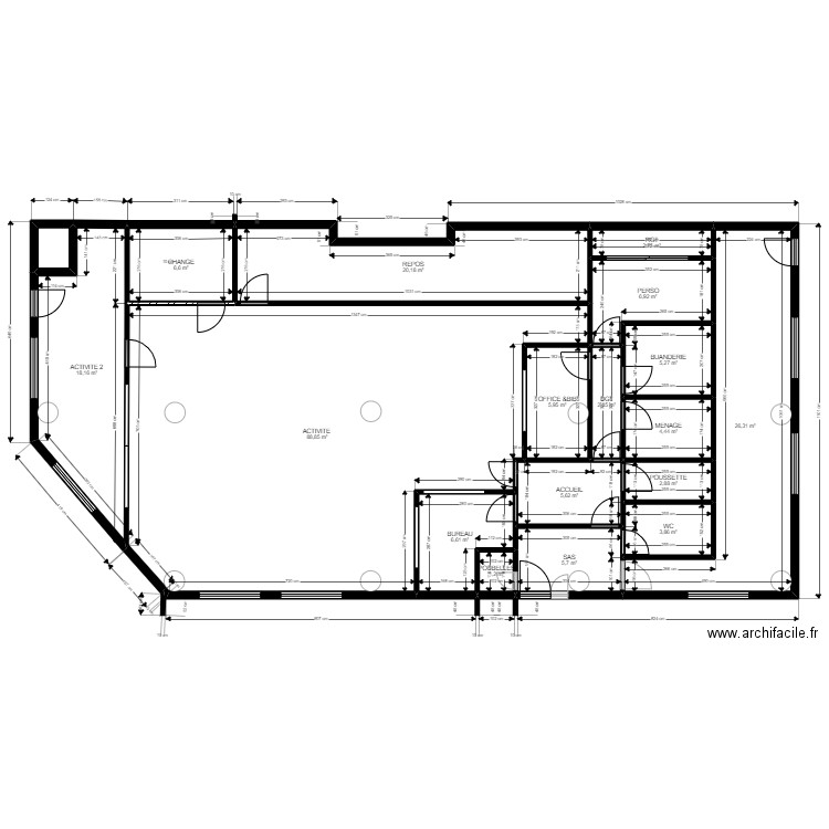 Fontenay Existant 1 JORDAN 14092022 maj JR. Plan de 18 pièces et 215 m2