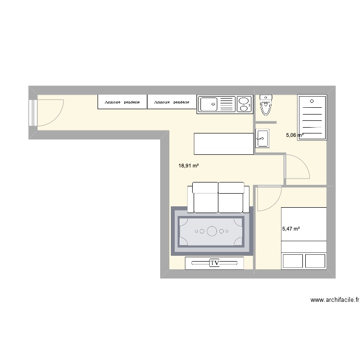 noirmoutier modifié 2. Plan de 3 pièces et 29 m2