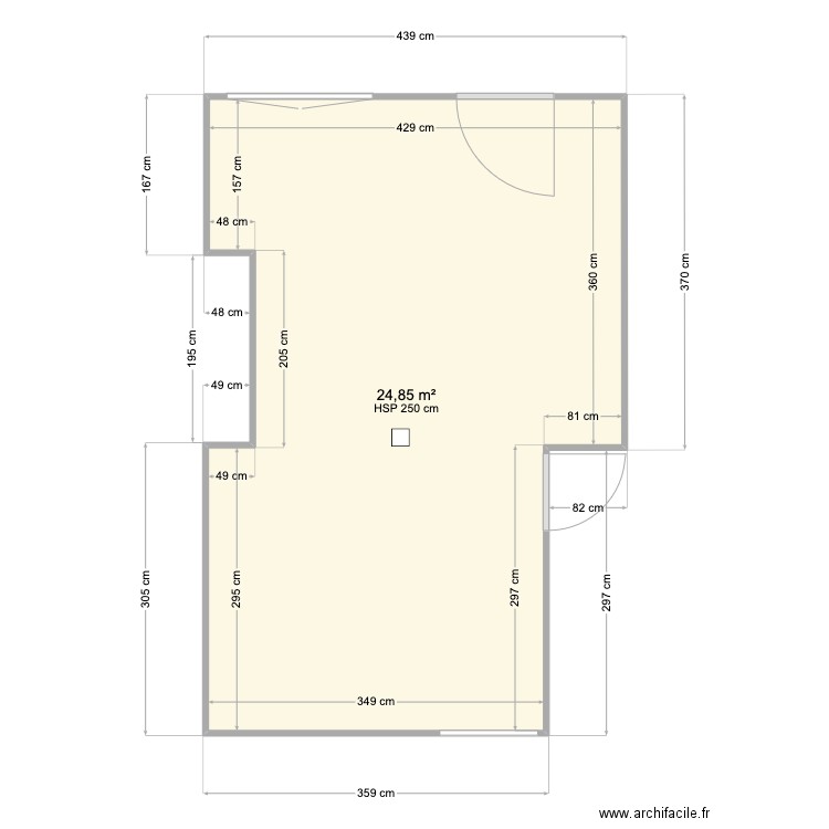 Burbure. Plan de 1 pièce et 25 m2