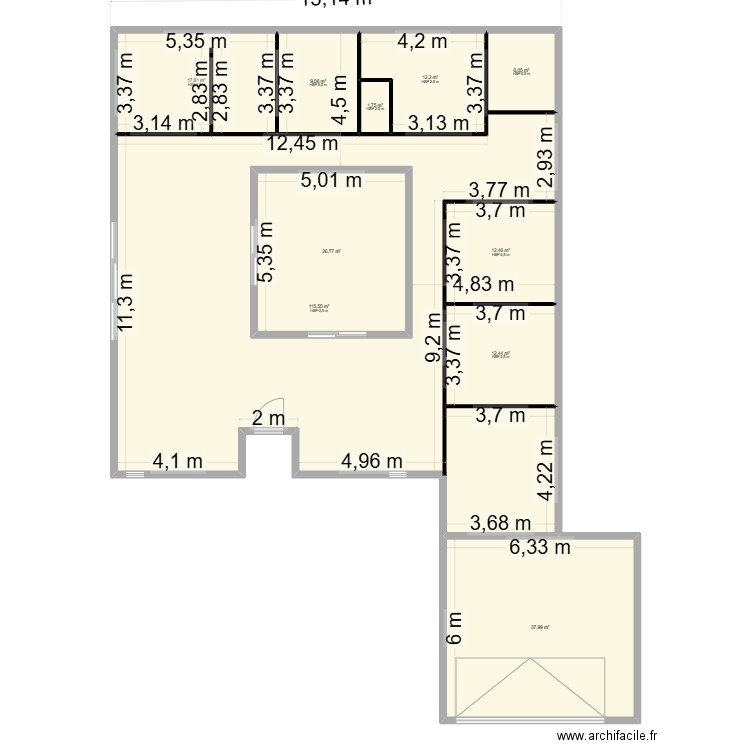 MAISON PATIO. Plan de 10 pièces et 283 m2