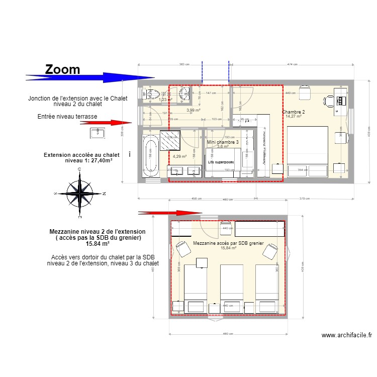 extension 8 2 zoom. Plan de 6 pièces et 43 m2