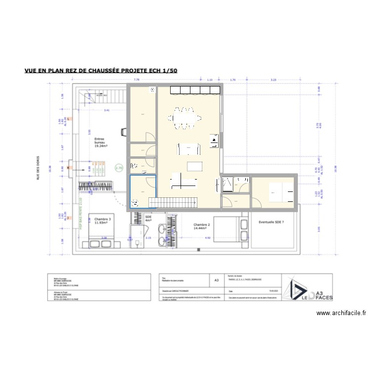 sables1. Plan de 8 pièces et 85 m2