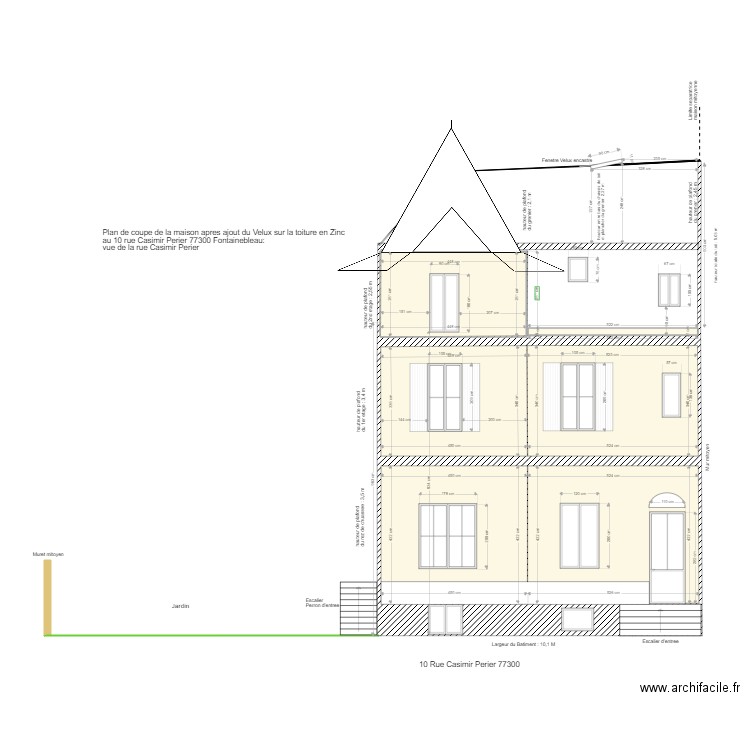 plan de coupe maison apres installation Velux. Plan de 0 pièce et 0 m2