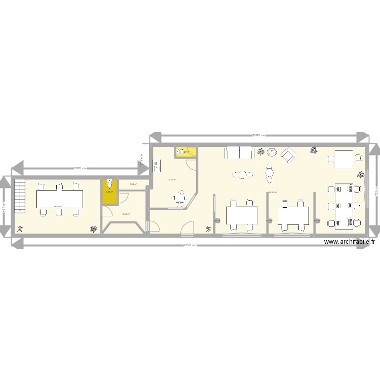 Local Bisons 2e version. Plan de 10 pièces et 152 m2