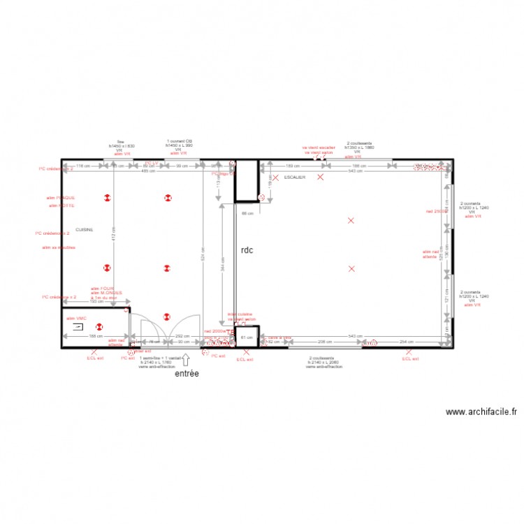 plan coté et élec rdc. Plan de 0 pièce et 0 m2