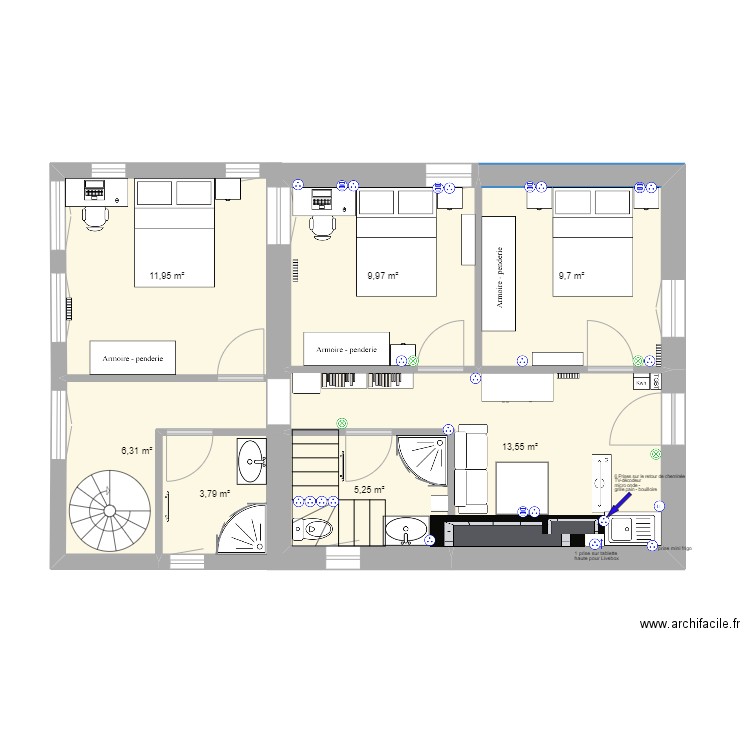 Plan Maison Campagne. Plan de 12 pièces et 151 m2