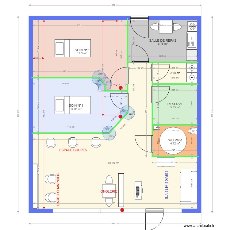 KAREEN PROJET . Plan de 7 pièces et 92 m2