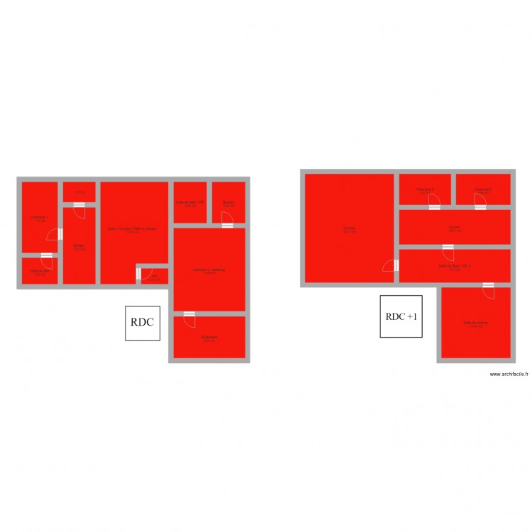 François Debotte. Plan de 16 pièces et 140 m2