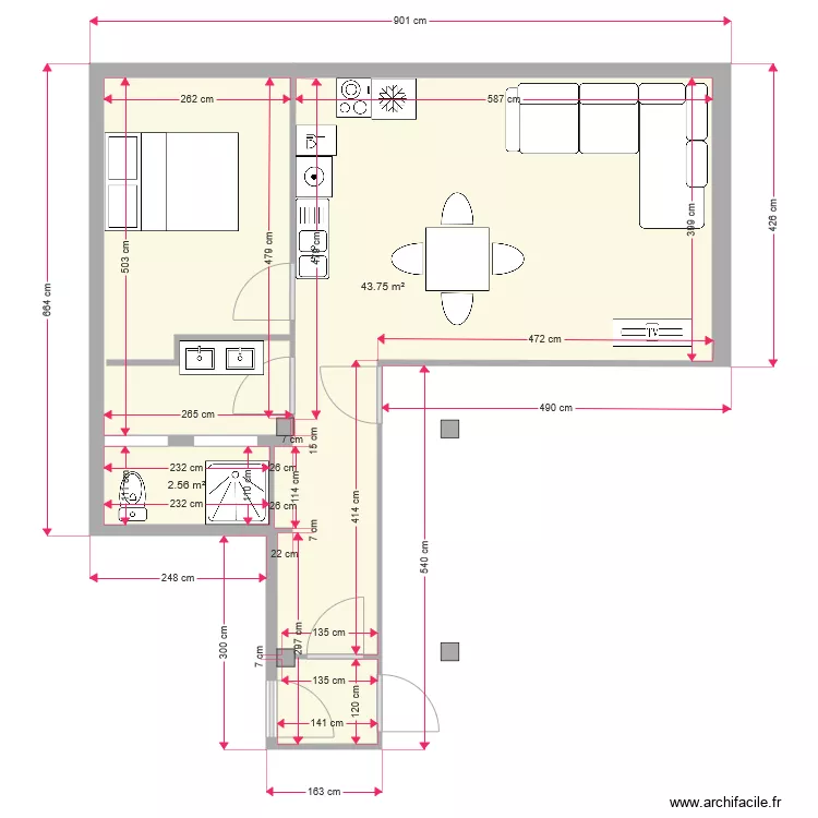 2eme studio no3. Plan de 