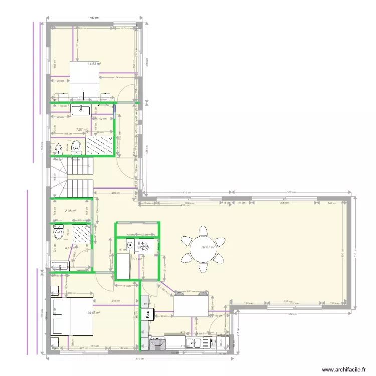 RDC Jacqueline aménagements mesures amménagement. Plan de RDC Jacqueline aménagements mesures amménagement. Plan de