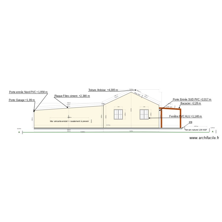 Plan en coupe . Plan de 0 pièce et 0 m2