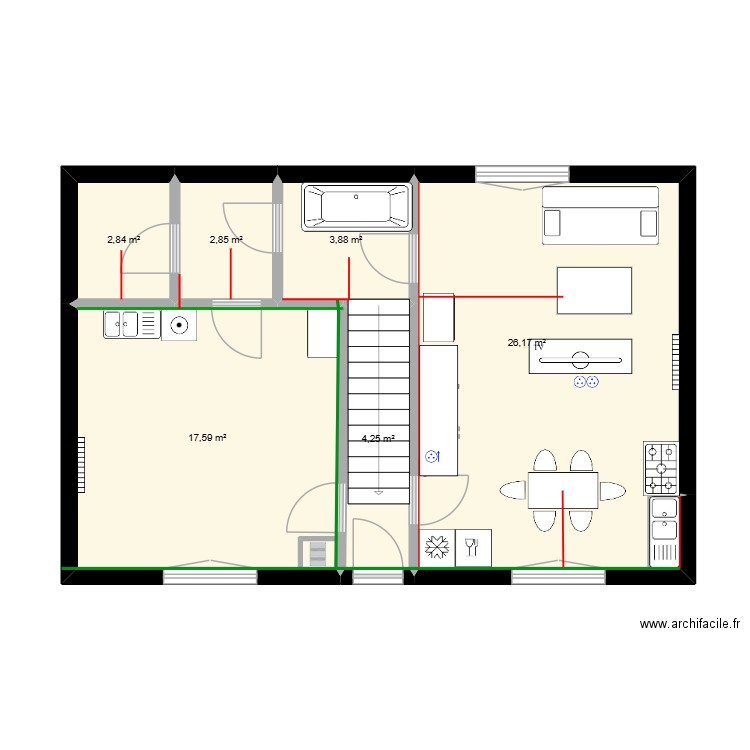 elec angelique. Plan de 6 pièces et 58 m2