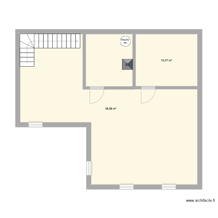 1er. Plan de 2 pièces et 69 m2