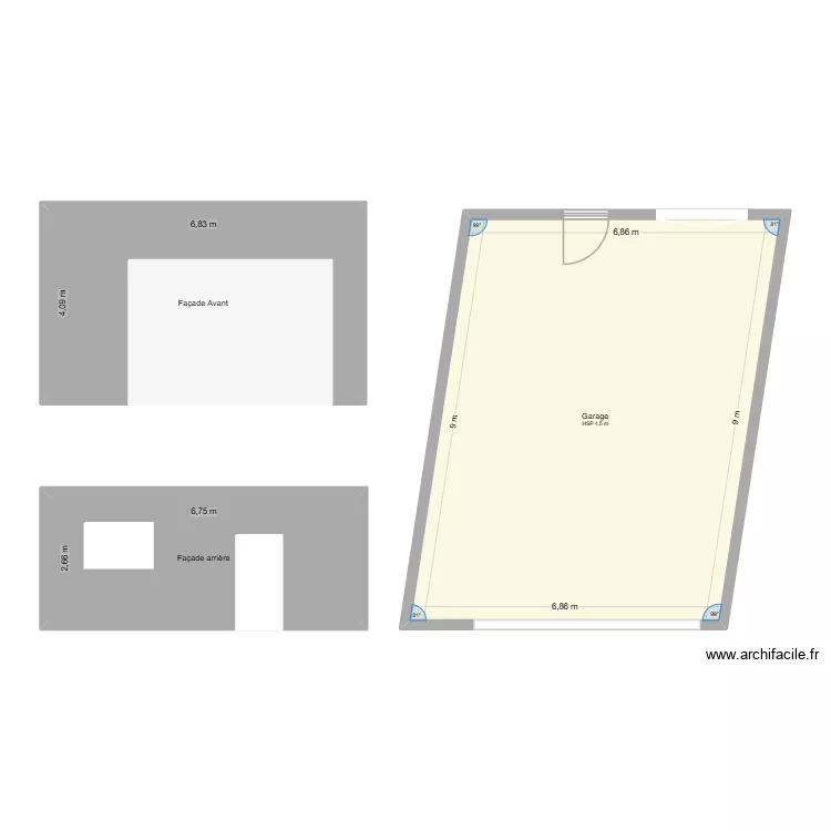 Garage. Plan de 3  et 107 m²