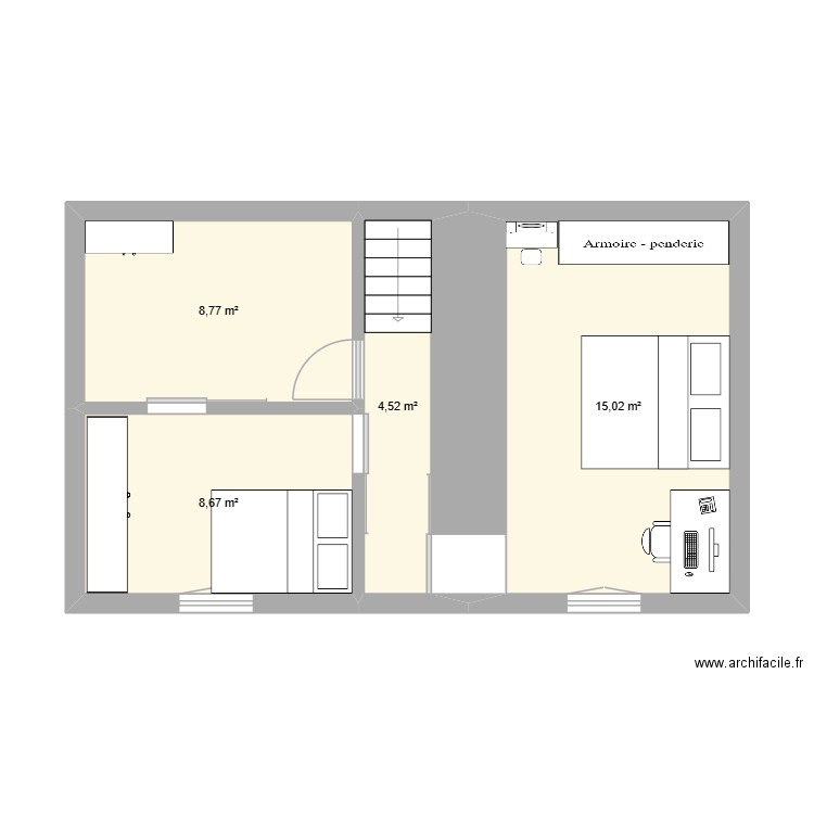 vaudri haut. Plan de 4 pièces et 37 m2