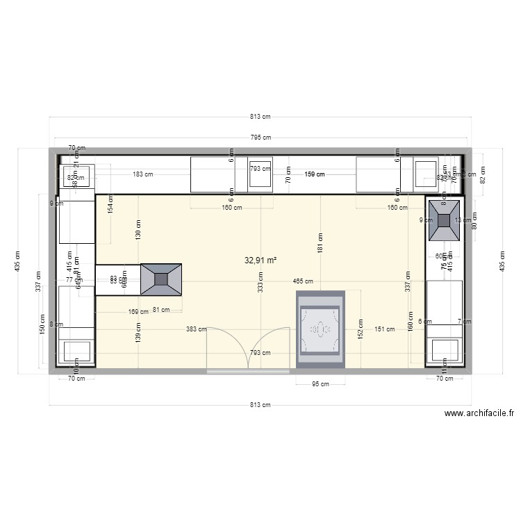 SALLE GAZ META. Plan de 1 pièce et 33 m2