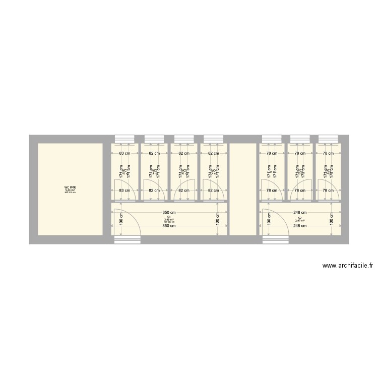 Bâtiment F Projet. Plan de 11 pièces et 23 m2