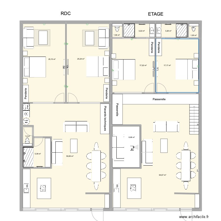 plan bagnolet. Plan de 18 pièces et 356 m2