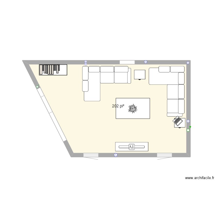 salon . Plan de 1 pièce et 19 m2