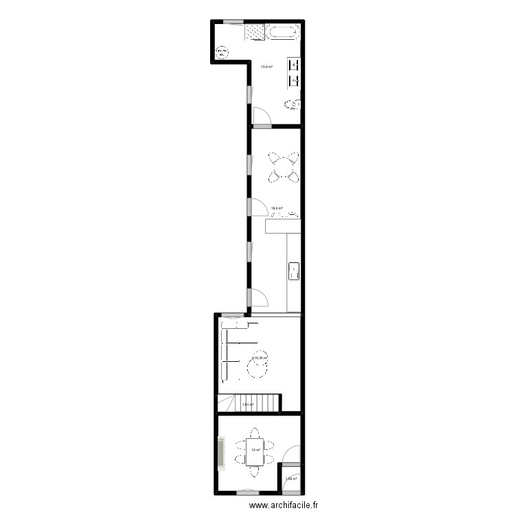 marcinelle. Plan de 6 pièces et 62 m2