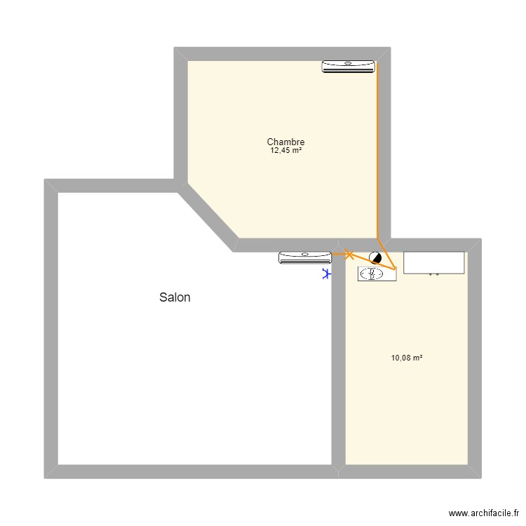 delimal. Plan de 2 pièces et 23 m2