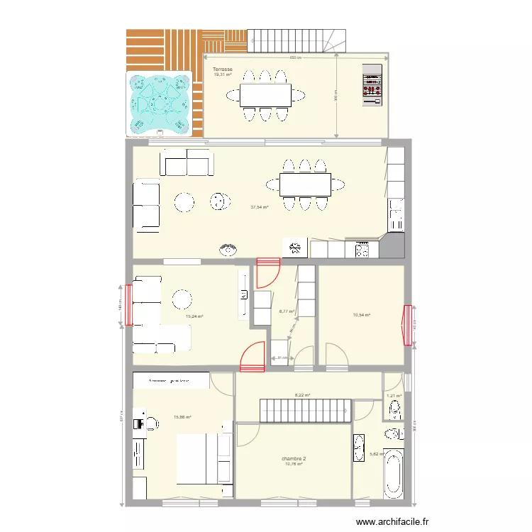Etage m&eacute;sange apr&eacute;s travaux v7. Plan de 