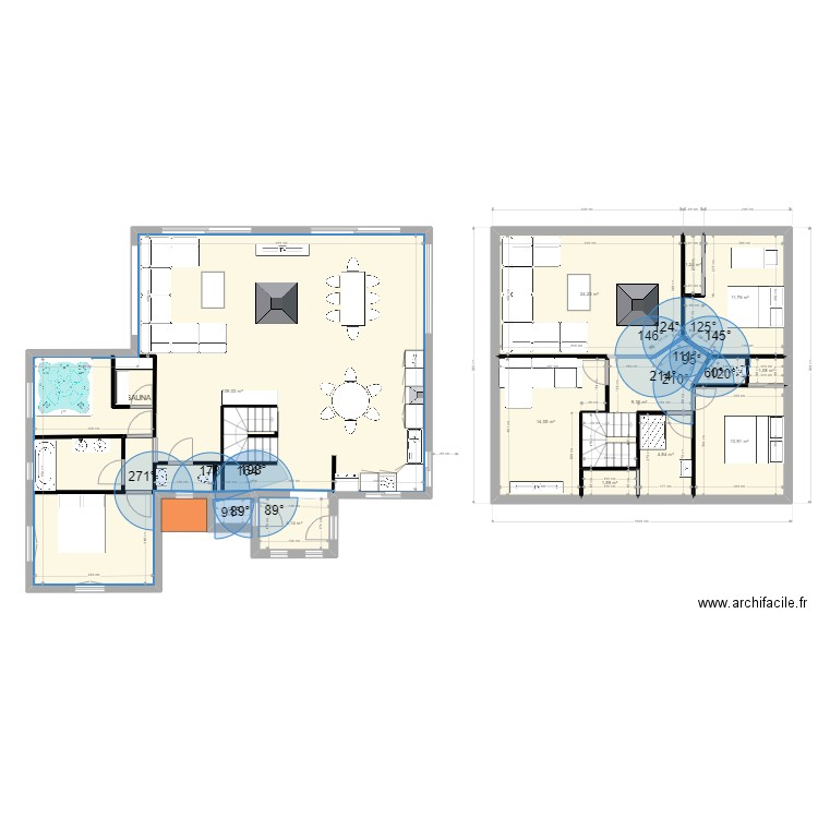 chalet5. Plan de 13 pièces et 194 m2