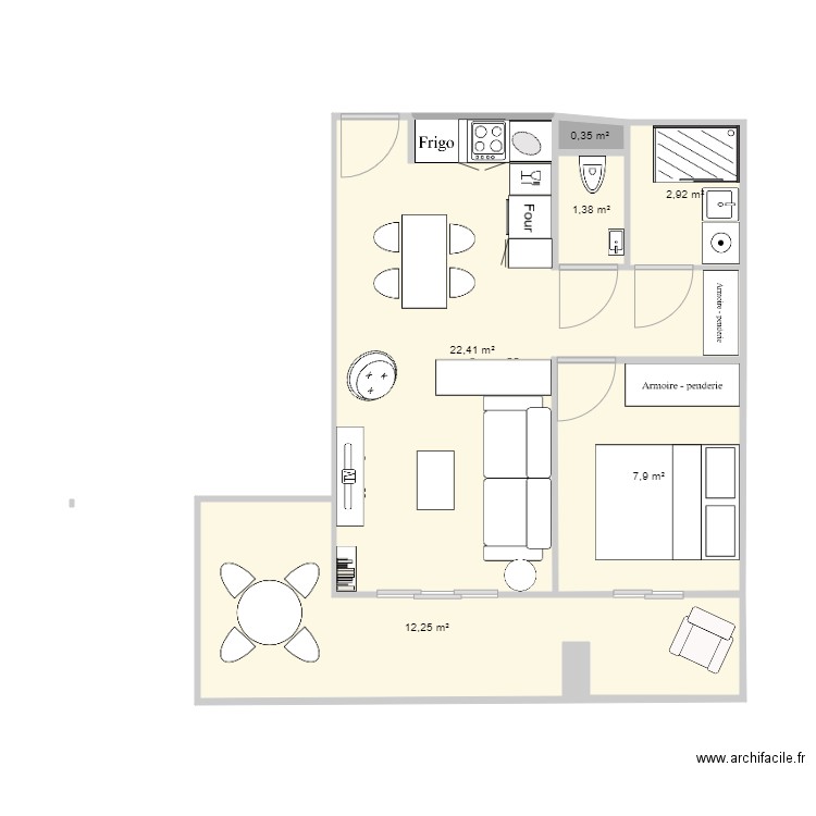 Plan appart Arcachon 2P V7. Plan de 0 pièce et 0 m2