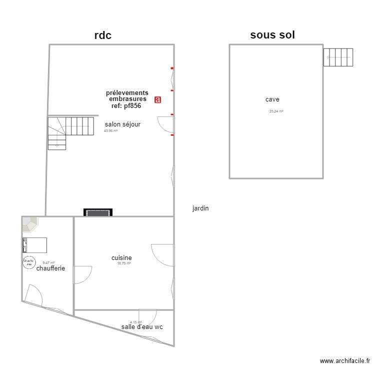 devaud am rdc. Plan de 5 pièces et 102 m2