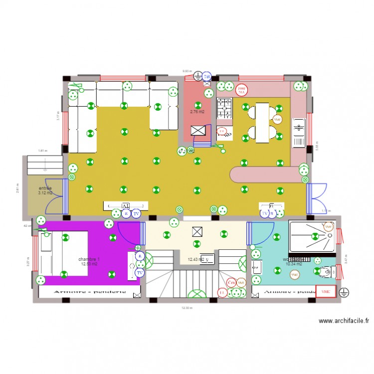 plan rdc elec. Plan de 0 pièce et 0 m2