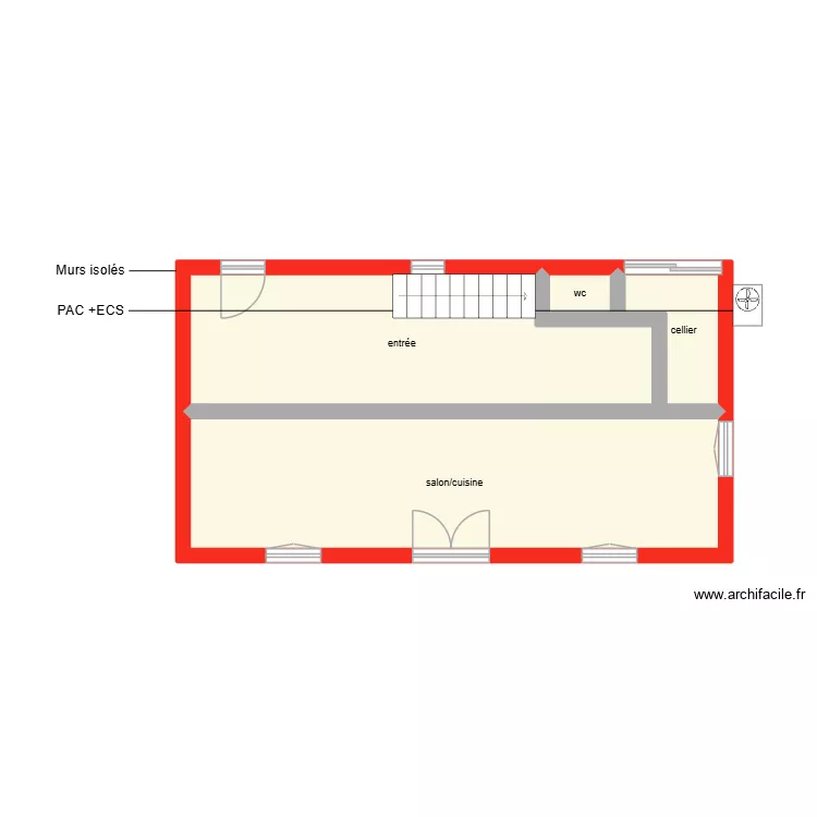 LABRUJACQUET rdc &eacute;tape 2. Plan de 4 Pièces et 45 m²