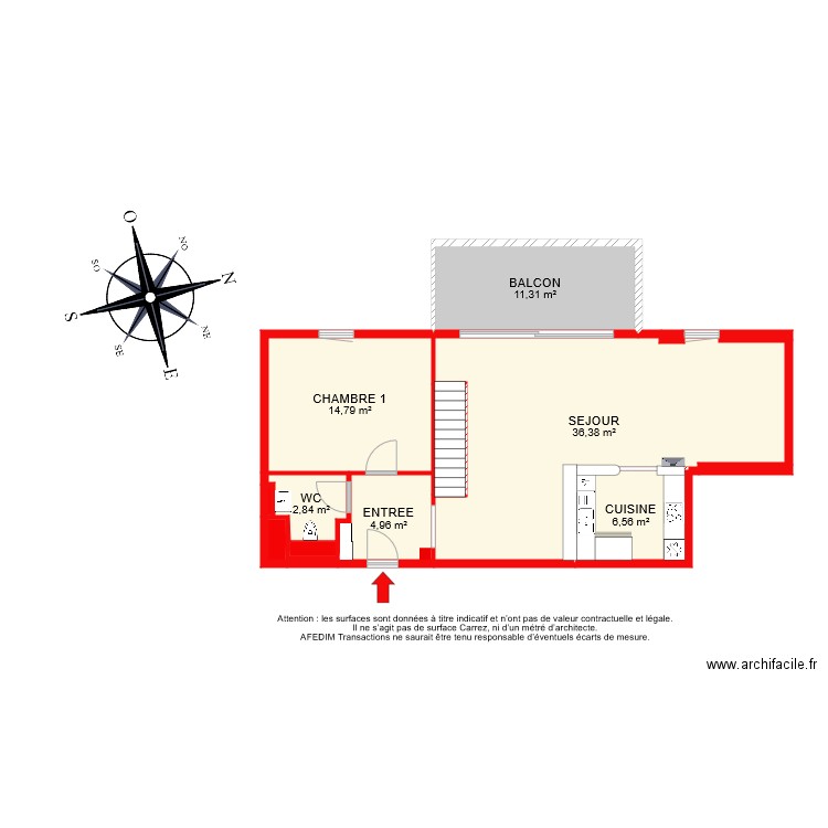 BI 7170 . Plan de 10 pièces et 80 m2