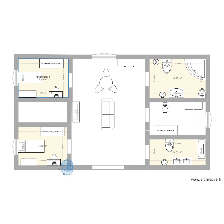 Projet techno . Plan de 4 pièces et 29 m2