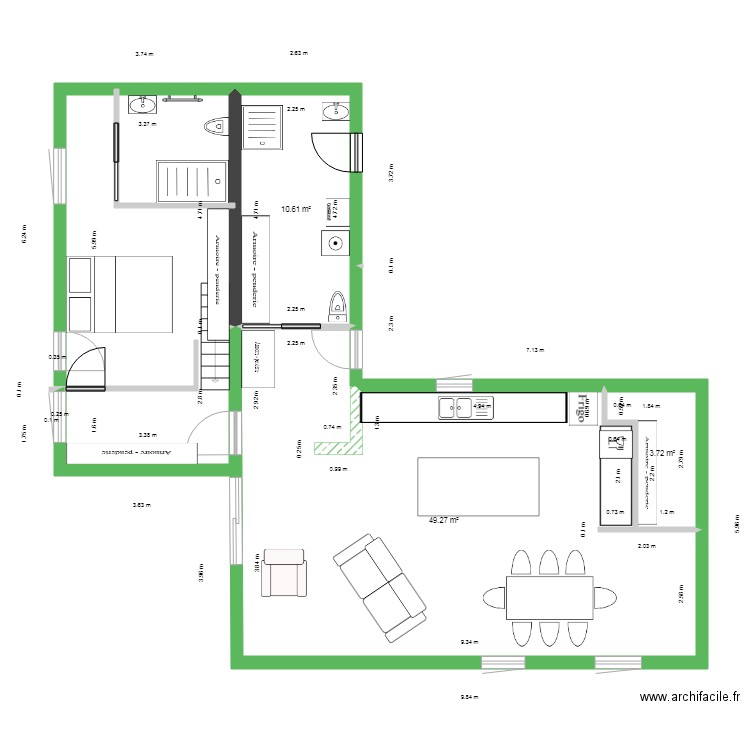 Sdb au fond Ch parentale. Plan de 0 pièce et 0 m2