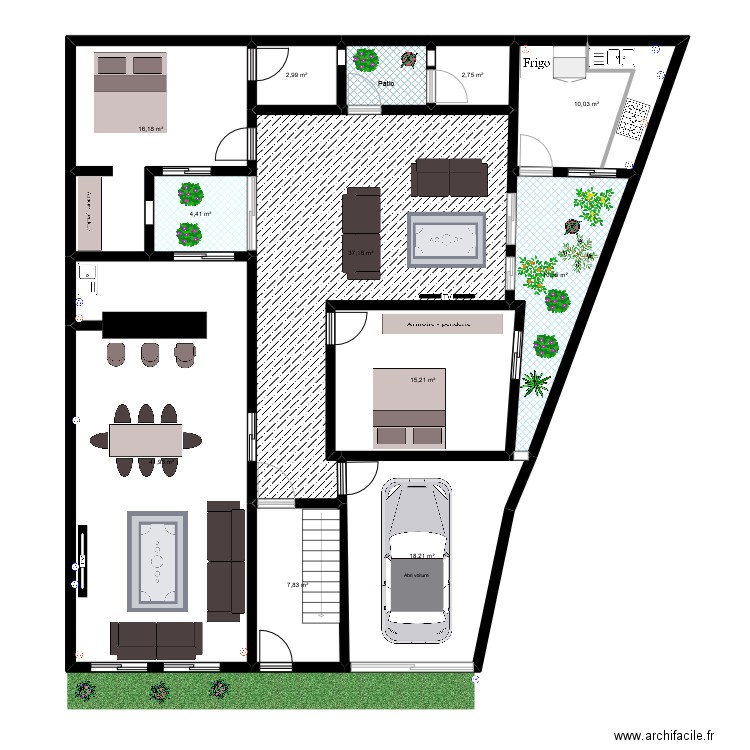 Cite dabakh 2. Plan de 13 pièces et 169 m2