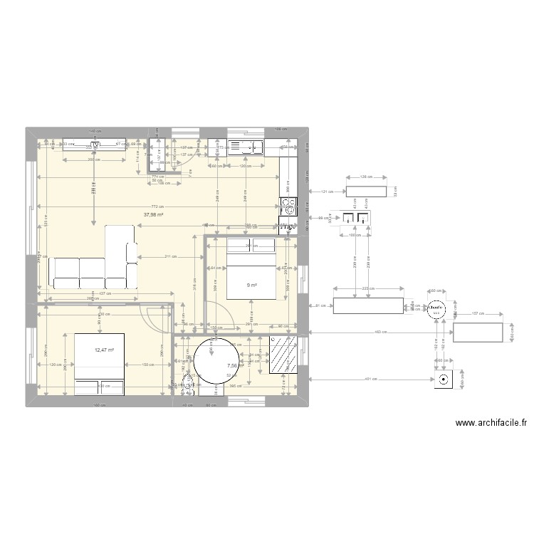 Appart2v3. Plan de 4 pièces et 67 m2