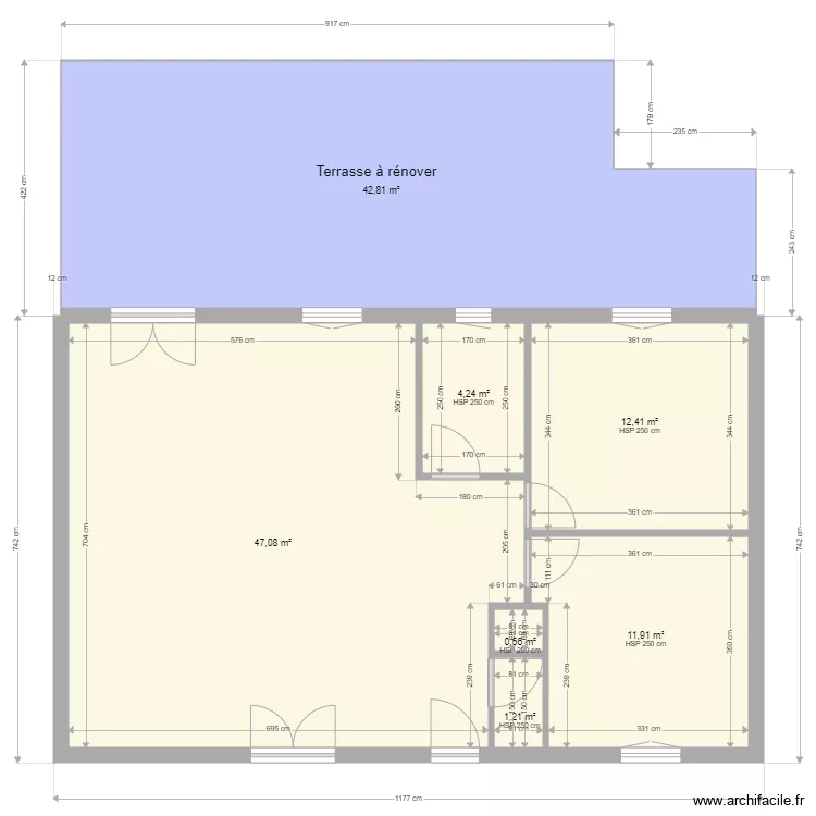 ALOZY plan r&eacute;novation maison avec terrasse. Plan de 
