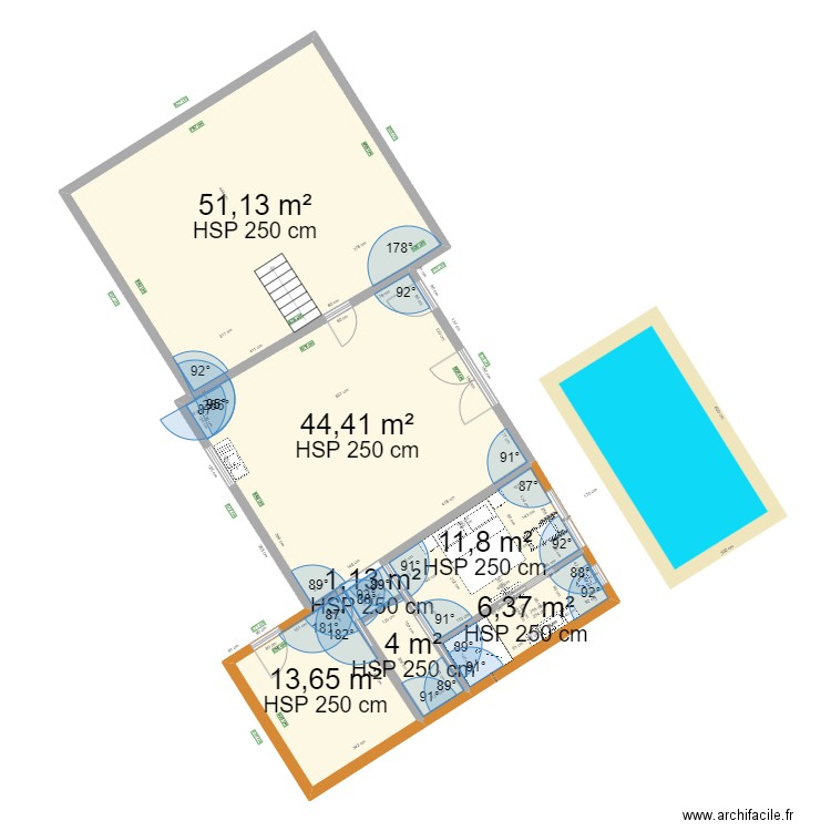 extension projet3 avec plan cadastre. Plan de 7 pièces et 132 m2