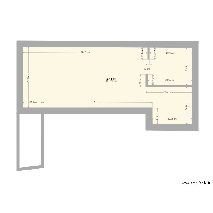 Plan PCT extension  V2. Plan de 1 pièce et 33 m2