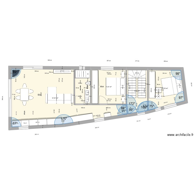 2 pièces individuel + cave. Plan de 4 pièces et 81 m2