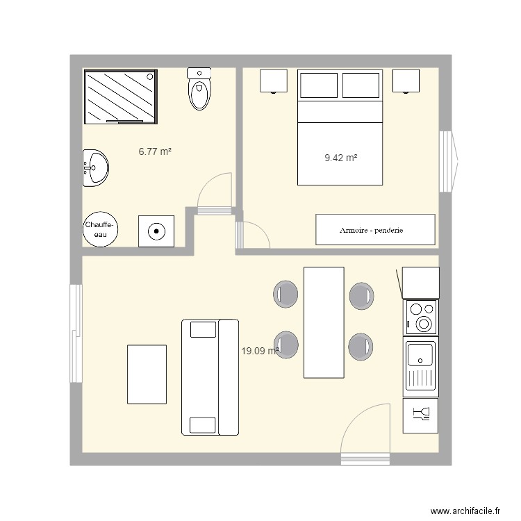 Appartement 40 m2. Plan de 0 pièce et 0 m2