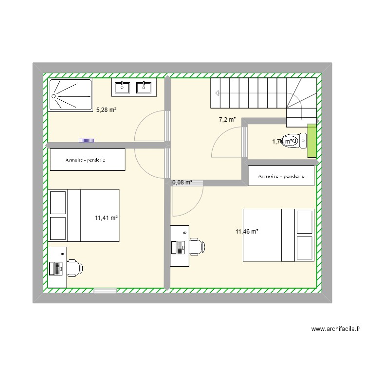 plan étage construction 1. Plan de 6 pièces et 80 m2