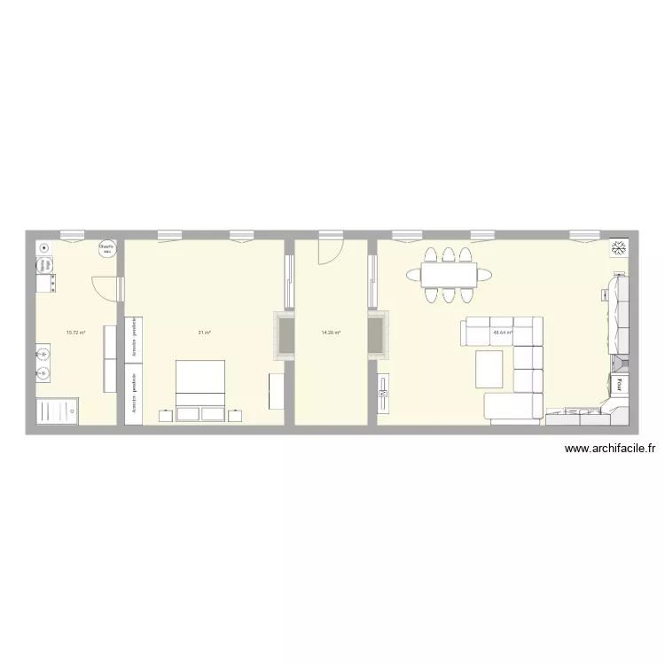 rdc sans mur. Plan de 