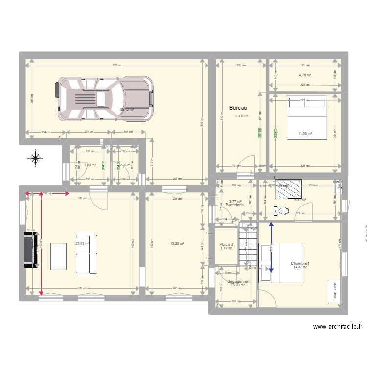 Cabrol extension 3. Plan de 16 pièces et 169 m2