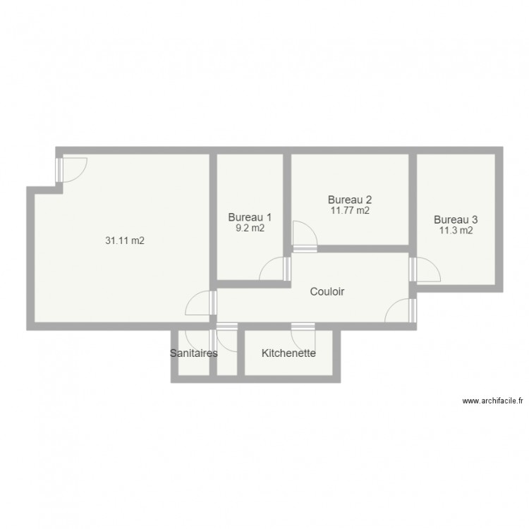 Bureaux 1er étage côté cour. Plan de 0 pièce et 0 m2