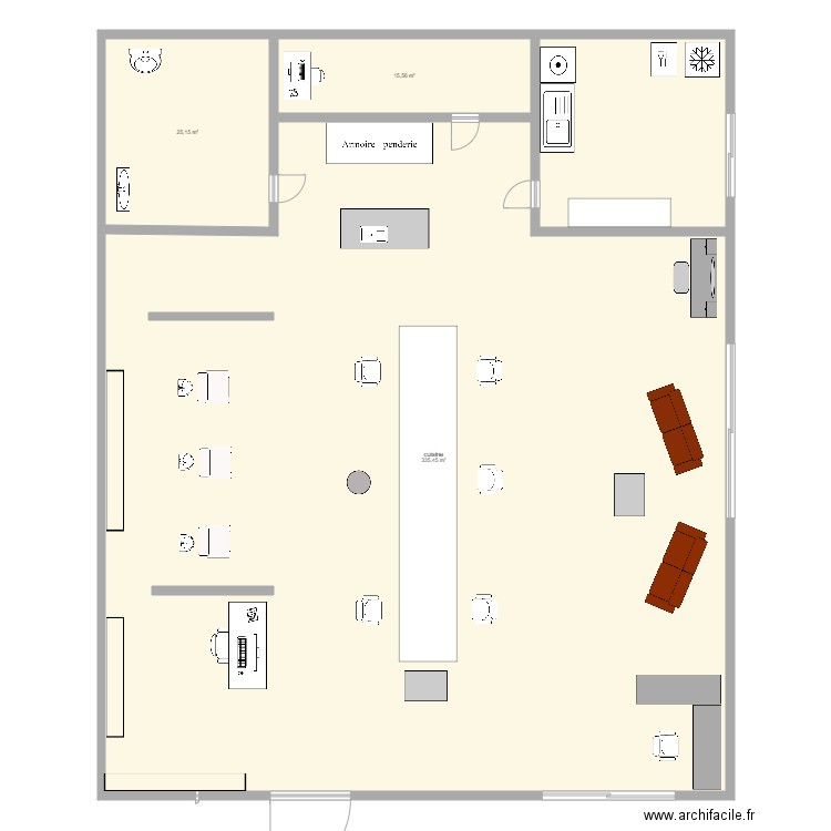 Salon de coiffure Marielle fodera. Plan de 3 pièces et 376 m2