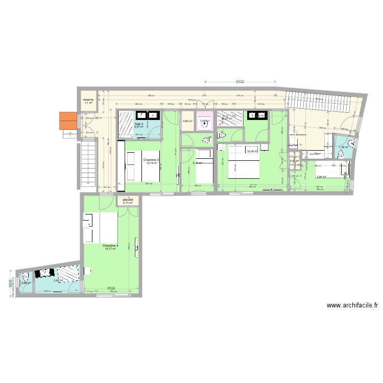 LES ANGLES ETAGES chambres 3. Plan de 0 pièce et 0 m2