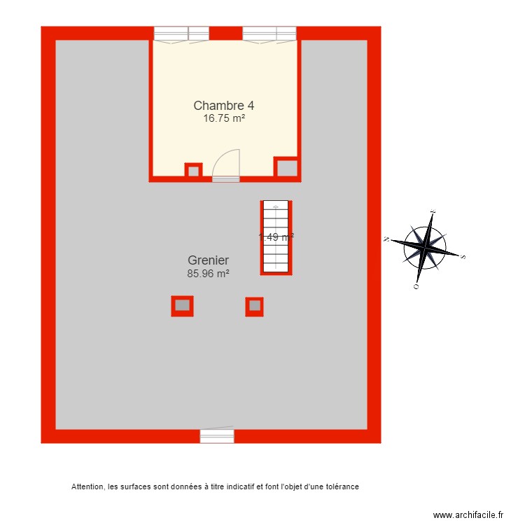 BI 6142 grenier non côté. Plan de 0 pièce et 0 m2